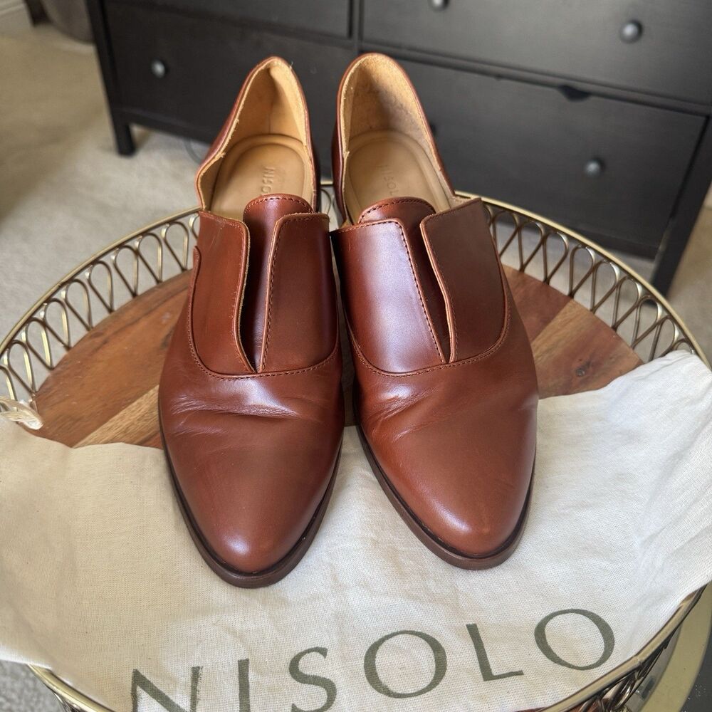 Nisolo Women's Brown Leather Slip-On Oxford Dress Shoes US 8 Tailored Class